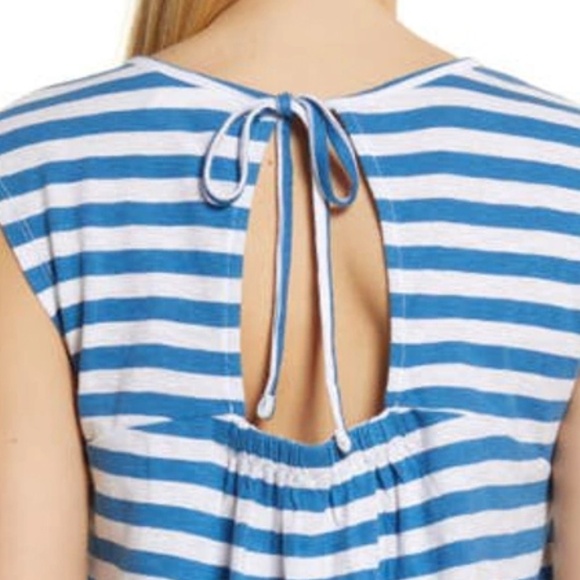 Nordstrom Caslon Top Tank Stripe Keyhole Back Cotton Shirt Blouse Tunic NWOT - Picture 5 of 10